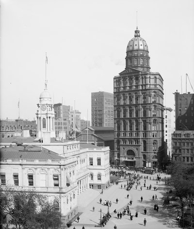 City Hall and World Building, New York City, USA, ca. 1905 (s/h-foto) af Detroit Publishing Co.