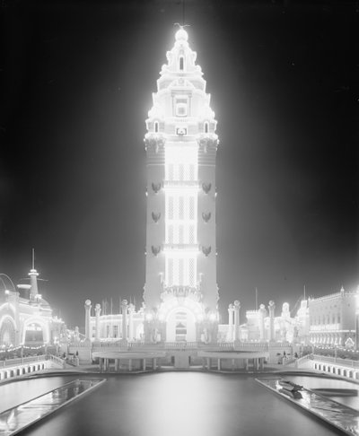 Drømmeland om natten, Coney Island, New York City, ca. 1905 (s/h-billede) af Detroit Publishing Co.