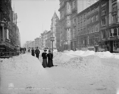 Fifth Avenue efter en snestorm, New York, ca. 1905 (s/h-foto) af Detroit Publishing Co.