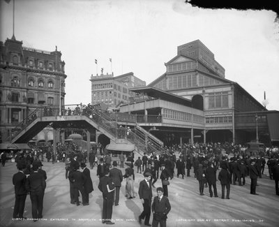Indgangen til Brooklyn Bridge på Manhattan, New York, ca.1905 af Detroit Publishing Co.