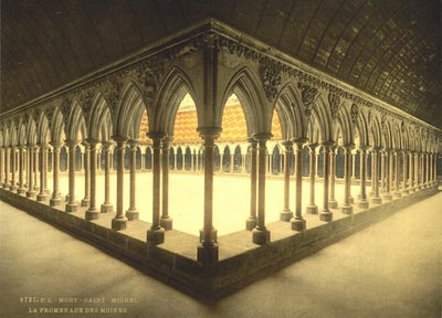 Monks" Promenade, Mont Saint-Michel, Frankrig, fotokromtryk, ca. 1900 af Detroit Publishing Co.