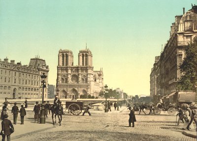 Notre Dame og St. Michael Bridge, Paris, Frankrig, ca. 1900 af Detroit Publishing Co.