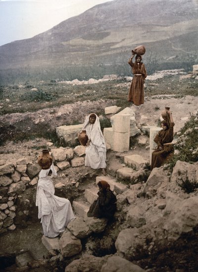 Samaritanernes Brønd ved Nablus, ca. 1900 (fotomekanisk tryk) af Detroit Publishing Co.