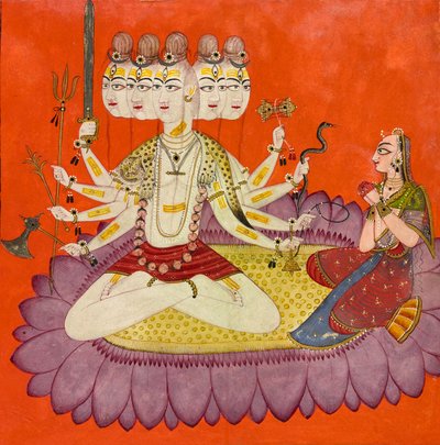Sadashiva tilbedt af Parvati, ca. 1690. af Devidasa