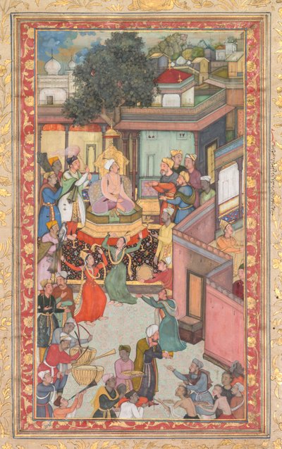 Omskæringsceremoni for Akbars sønner, maleri 126 fra en Akbar-nama-bog af Akbar…, ca. 1602-3. af Dharam Das