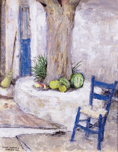 Blue Chair by the Tree, 1993 (tavle) af Diana Schofield