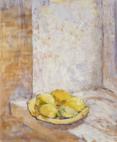 Citroner i vindueskarmen, 1993 (tavle) af Diana Schofield