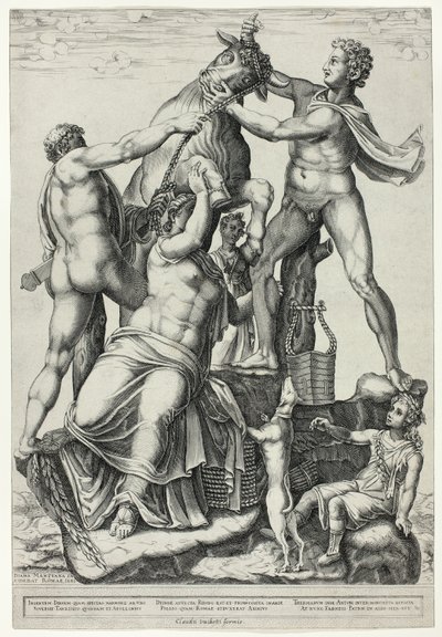 Farnesetyren med Dirce, Zethus og Amphion af Diana Scultori