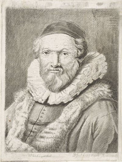 Portræt af Johannes Wtenbogaert Wtenbogardus (titel på objekt) af Diederik Jan Singendonck