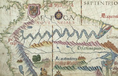Det nordlige Sydamerika, detalje fra et verdensatlas, 1565 af Diego Homem