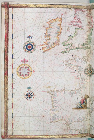 De britiske øer og Iberia, detalje fra et verdensatlas, 1565 af Diego Homem