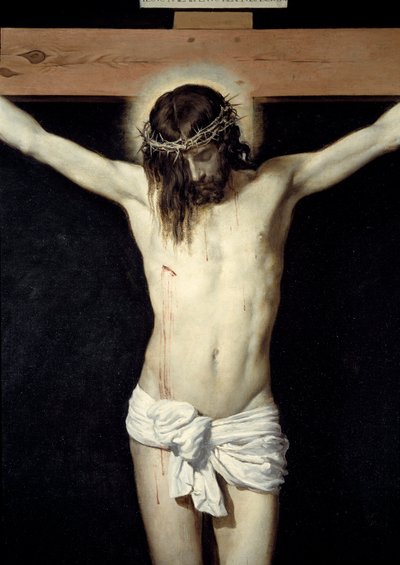 Kristus korsfæstede detalje. Maleri af Diego Rodriguez de Silva y Velazquez (1599-1660) af Diego Velázquez