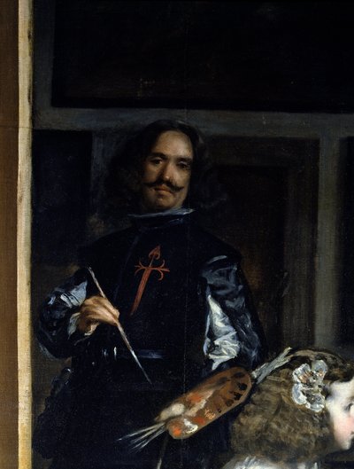 Las Meninas. Detalje: selvportræt af maleren foran sit staffeli af Diego Rodriguez de Silva y Velazquez