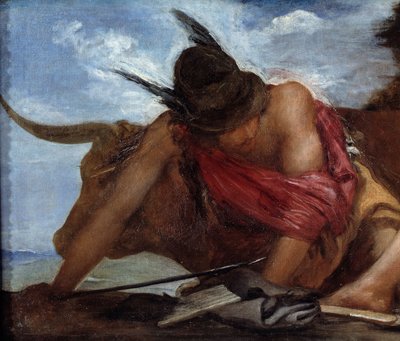 Merkur og Merkurs Argos-detalje. Maleri af Diego Velasquez (1599-1660) af Diego Velázquez
