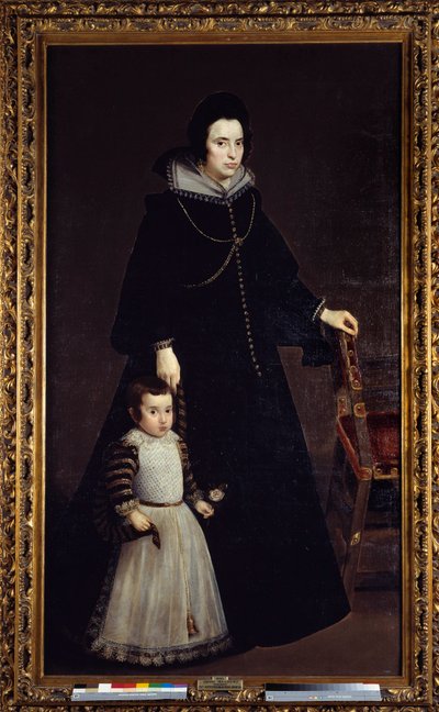 Portræt af Antonia de Ipenarrieta med sin søn Luis. Maleri af Diego Rodriguez de Silva y Velasquez (1599-1660) af Diego Velázquez