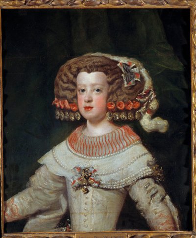 Portræt af Infante Marie Therese (1638-1683) fremtidige dronning af Frankrig Maleri af Diego Velasquez (1599-1660) 1600-tallet søn. 0,71x0,6 m - Portræt af Infanta Marie Therese (1638-1683), fremtidig dronning af Frankrig. Maleri af Diego Velasquez (1599-1 af Diego Velázquez