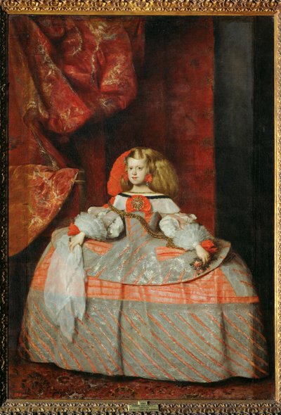 Infanta Margarita Teresa i en lyserød kjole ... (maleri på lærred) af Diego Rodriguez de Silva y Velazquez