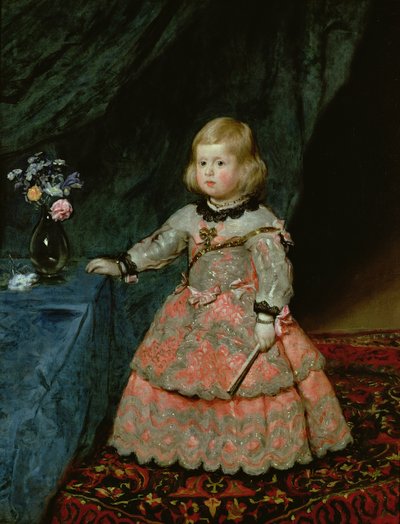 Infanta Margarita Teresa fra Spanien i en rød kjole af Diego Velázquez