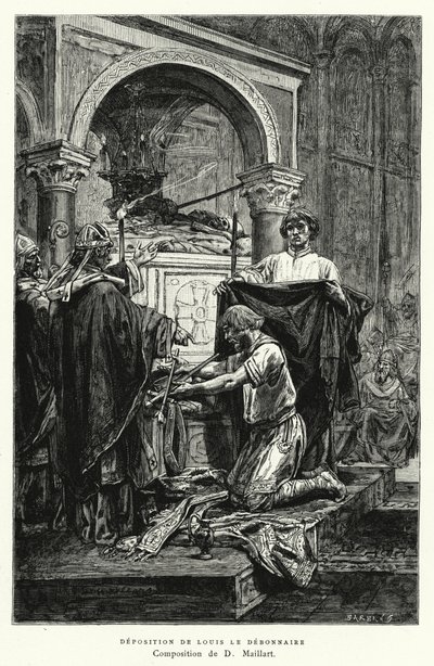 Deponering af Louis Le Debonnaire (gravering) af Diogene Ulysse Napoleon Maillart