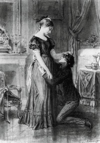 Illustration til Confession of Child of Century, roman af Alfred de Musset (1810-1857), gravering efter tegning af Diogene Ulyssee Napoleon Maillart (1840-1926) af Diogene Ulysse Napoleon Maillart