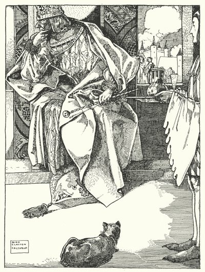 "Kongen nægtede al forfriskning" (gravering) af Dion Clayton Calthrop