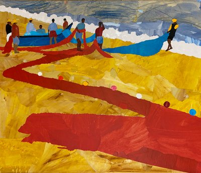 Fiskeri, Neeleshwar (collage) af Dione Verulam