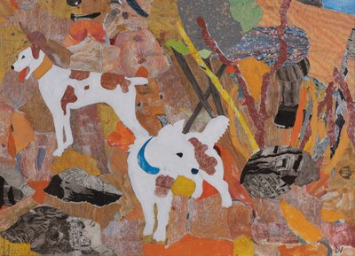 Hundings hunde, Wagners ringcyklus, 2024 (collage) af Dione Verulam