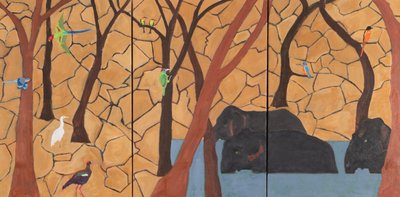 Jungle, Indien, 2020 (olie på lærred) af Dione Verulam