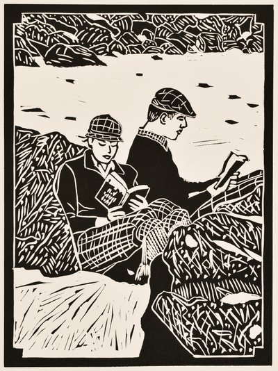 Årets måneder: April, 2012 (linoleumssnit) af Dione Verulam