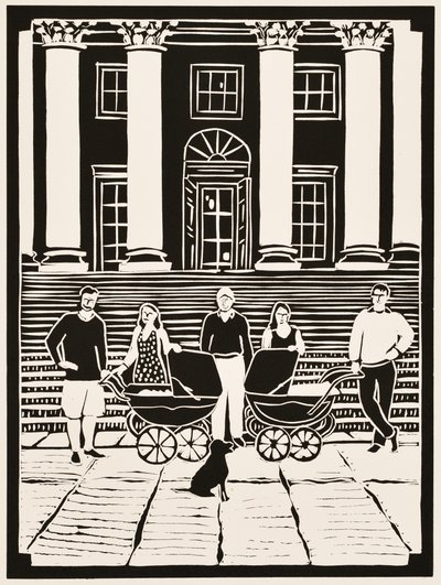 Årets måneder: August, 2012 (linoleumssnit) af Dione Verulam