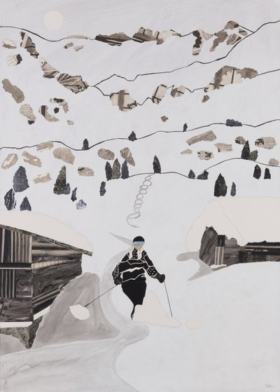 På ski til frokost (collage) af Dione Verulam