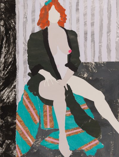 Noget at hænge hatten på, nøgen (collage) af Dione Verulam