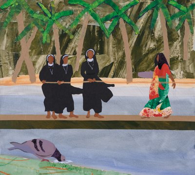 Åndelig  tidsmæssig (collage) af Dione Verulam