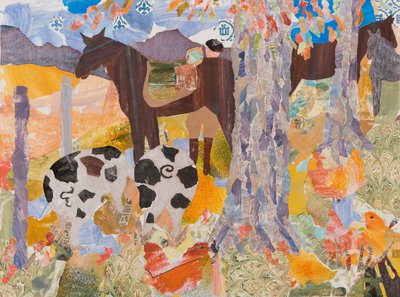 Dagens begyndelse, Pyrenæerne, 2016 (collage) af Dione Verulam