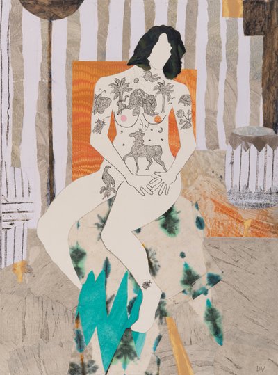 Tatoveringer er højeste mode, nøgen (collage) af Dione Verulam