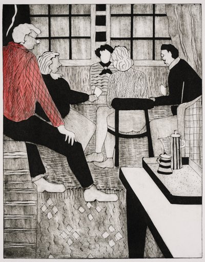 Broens lærer (collagraph) af Dione Verulam