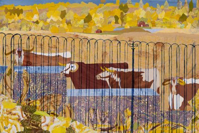 Tørstige langhorn, varm sommer (collage) af Dione Verulam