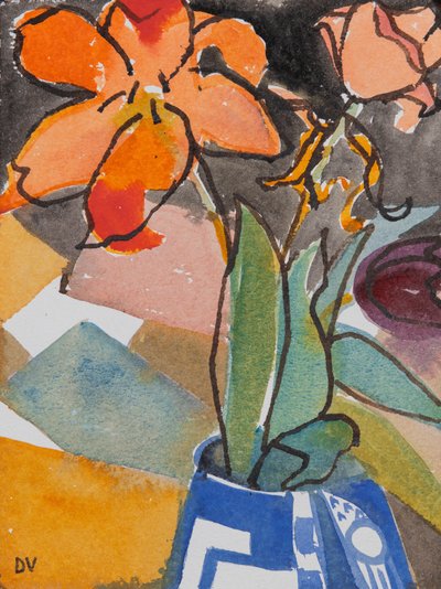 Tulipaner (akvarel og blæk) af Dione Verulam