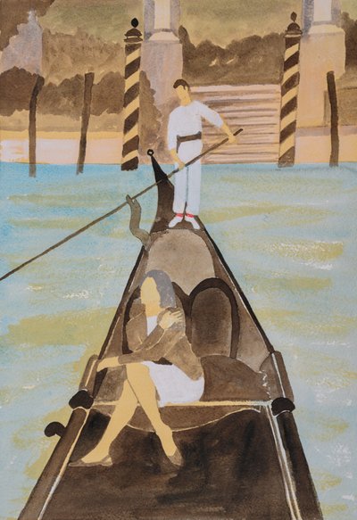 Venedig på vej ud, 2025 (akvarel og blæk) af Dione Verulam