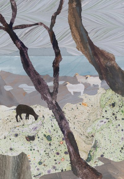 Våd dag ved havet (collage) af Dione Verulam