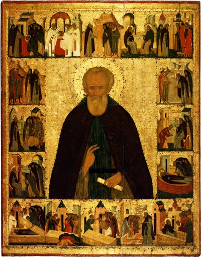 Sankt Dmitrij Prilutskij med scener fra hans liv, ca 1503 af Dionysius