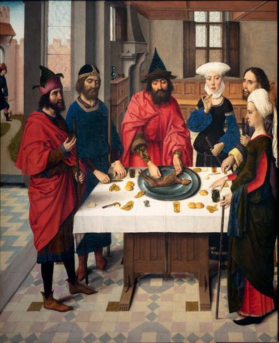 Sognekirke (Sankt Peter Sognekirke). maleri. Sidste aftensmad. Dirk Bouts. 1464-1468. Detalje. Venstre panel. af Dirck Bouts
