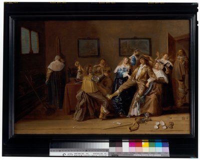 Et lystigt selskab i et interiør af Dirck Hals