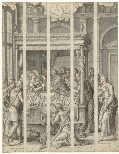 Jomfru Marias død af Dirck Pietersz. Crabeth