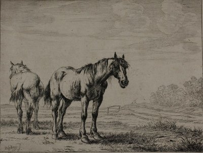 To plovheste, plade syv fra Series of Horses af Dirck Stoop
