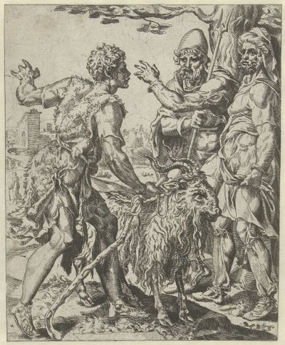 Chira leder efter den prostituerede Judas og Tamars historie (serietitel) af Dirck Volckertsz. Coornhert (attributed to)