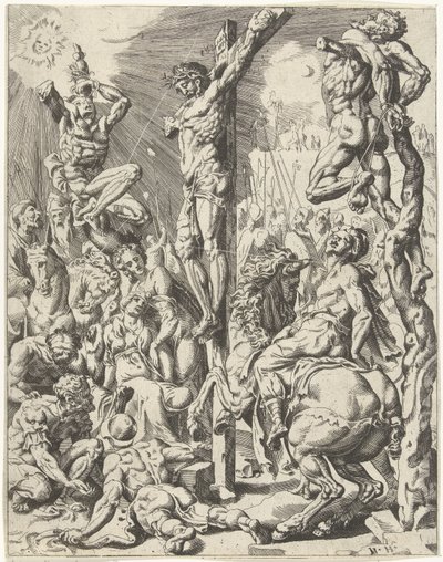 Kristus på korset Menneskehedens fald og forløsning gennem Kristi liv og lidenskab (serietitel) af Dirck Volckertsz. Coornhert (attributed to)