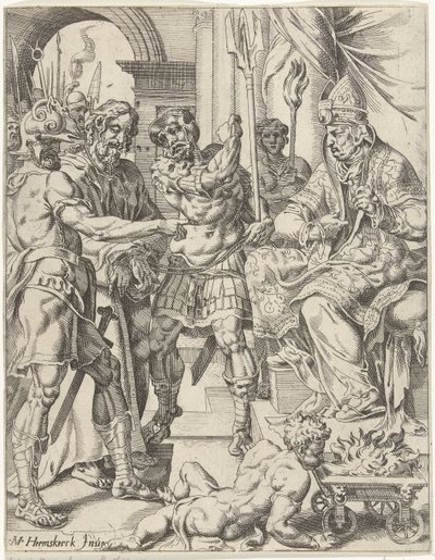 Kristus før ypperstepræsten Annas Menneskehedens fald og forløsning gennem Kristi liv og lidenskab (serietitel) af Dirck Volckertsz. Coornhert (attributed to)