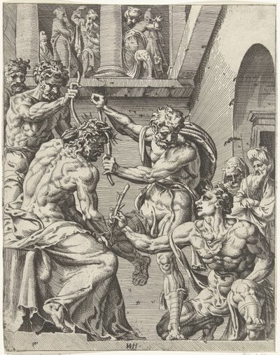 Kristus er kronet med tornekronen Menneskehedens fald og forløsning gennem Kristi liv og lidenskab (serietitel) af Dirck Volckertsz. Coornhert (attributed to)