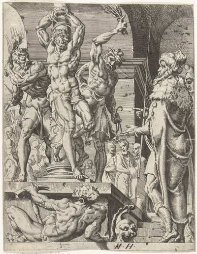 Kristi flagelation Menneskehedens fald og forløsning gennem Kristi liv og lidenskab (serietitel) af Dirck Volckertsz. Coornhert (attributed to)